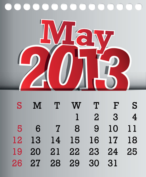 calendar may13 design vector graphic
