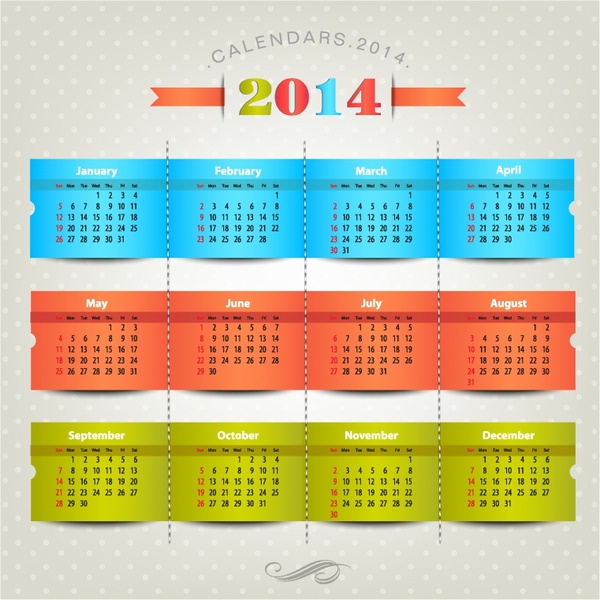 calendar of 2014