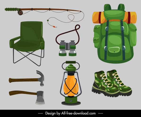 camping design elements personal tools sketch