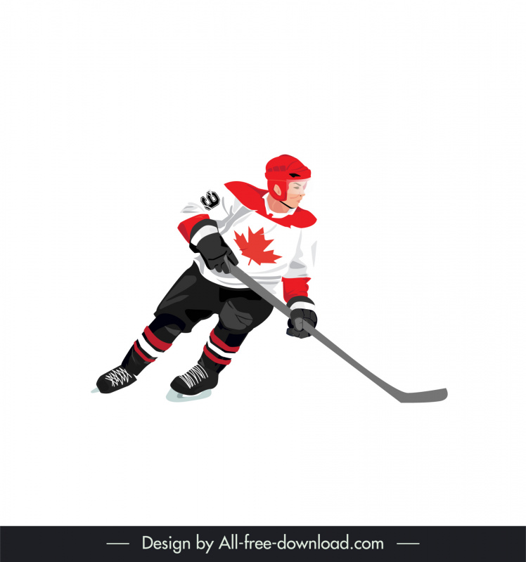 canada hockey athlete icon dynamic cartoon character sketch 