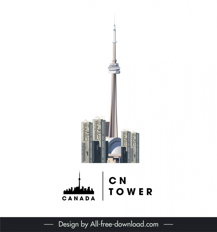 canada tourism advertising banner template cn tower sketch modern design 