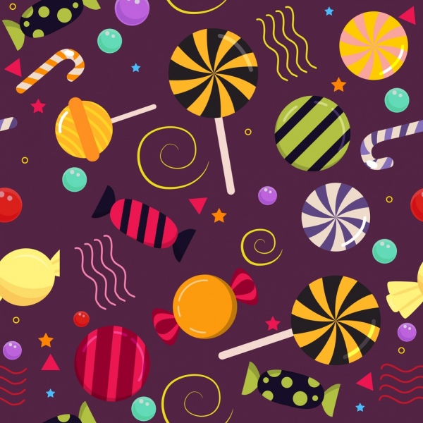 candies background multicolored shiny icons