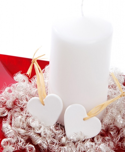 candle and hearts decoration