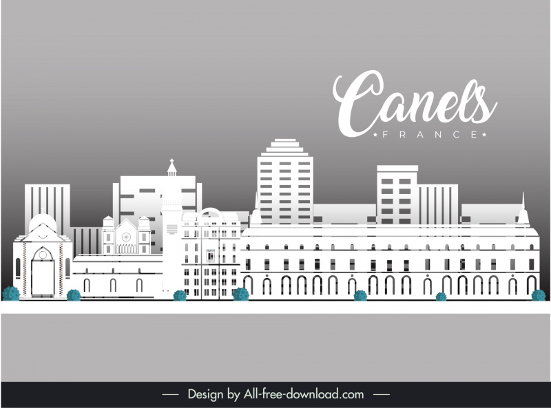 canels france poster template flat classical european architecture sketch