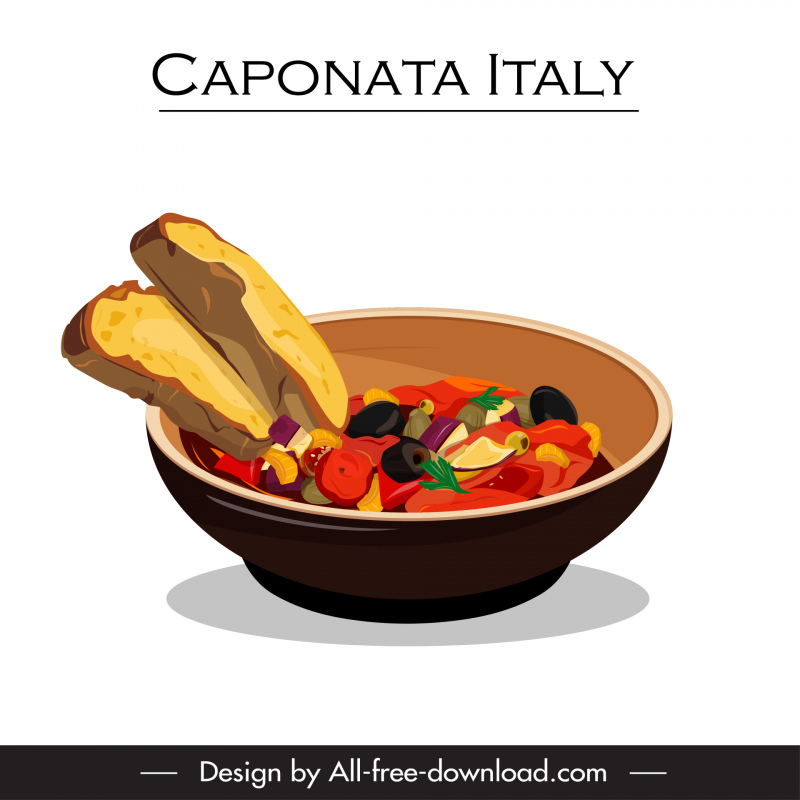 caponata italy cuisine advertising template 3d vintage sketch