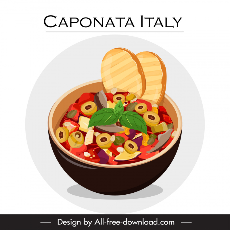 caponata italy cuisine design elements classical sketch 