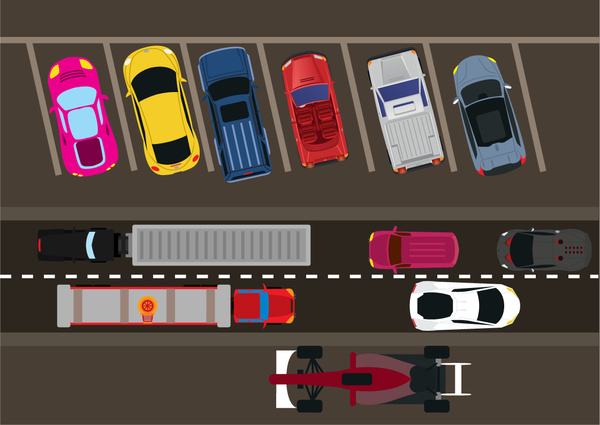 car and traffic vector illustration from height