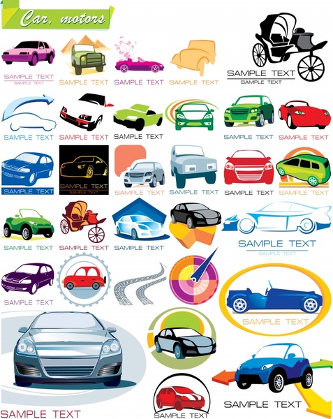 vehicles logotypes collection modern vintage icons colorful design