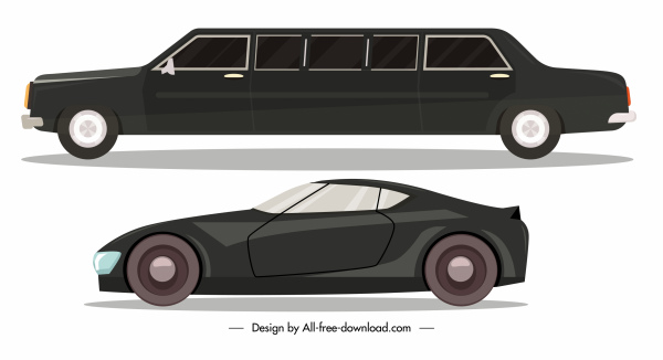 car model icons elegant contemporary design side view