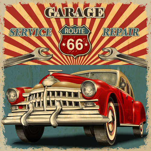 car posters vintage style vector 