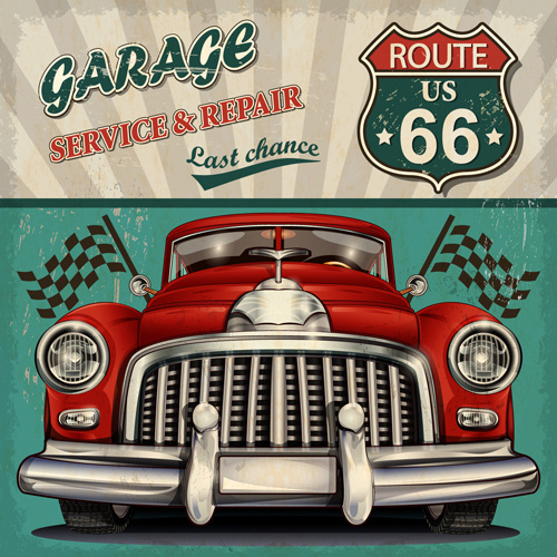 Car posters vintage style vector Free vector in Adobe Illustrator ai