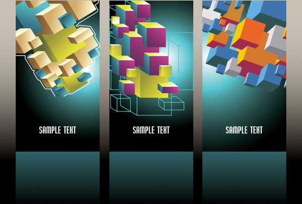 business card templates colorful modern 3d cubes decor