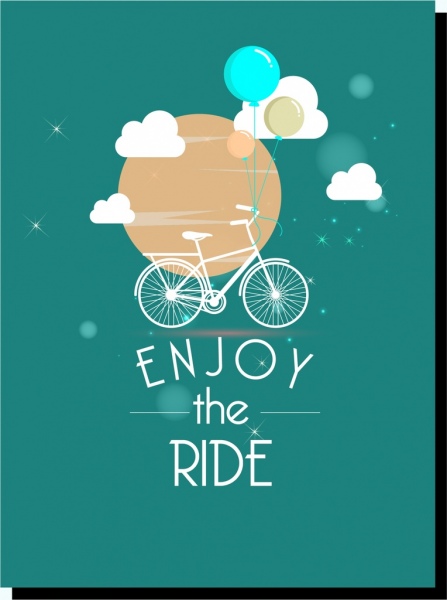 card cover bicycle background floating object balloons decoration