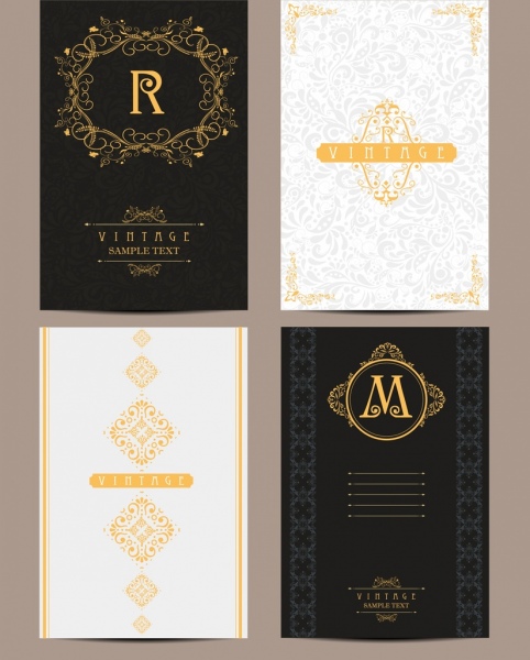 card cover template yellow vintage royal style