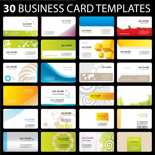 business card templates modern colorful horizontal design 