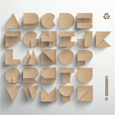 cardboard alphabet design vector