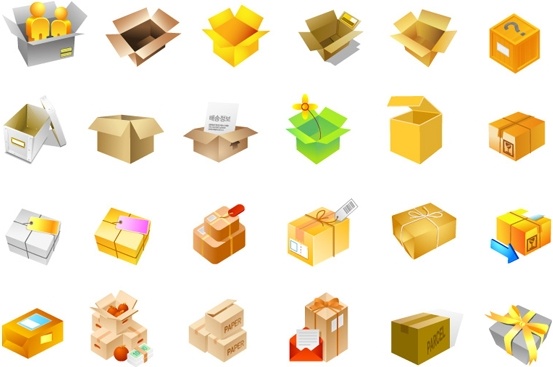 cardboard boxes of vector icons