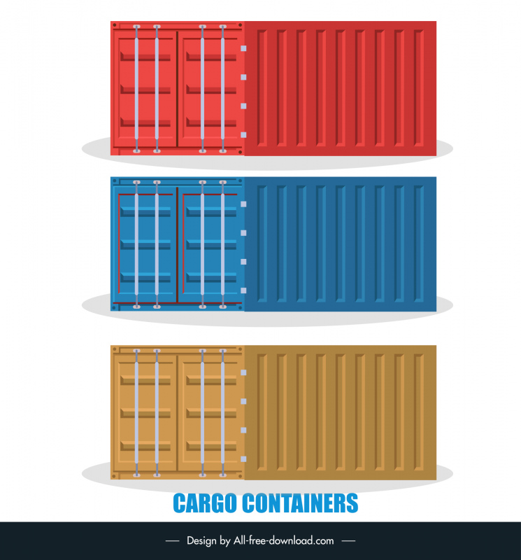 cargo container icons modern 3d outline 