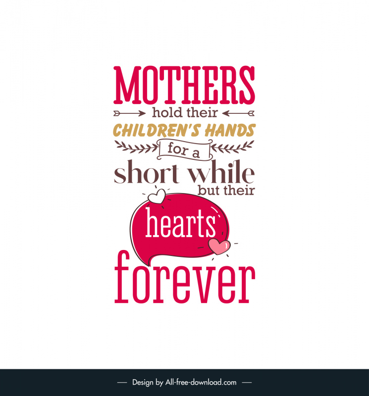 caring mothers day quotes poster template dynamic texts arrow ribbon hearts decor classic design 