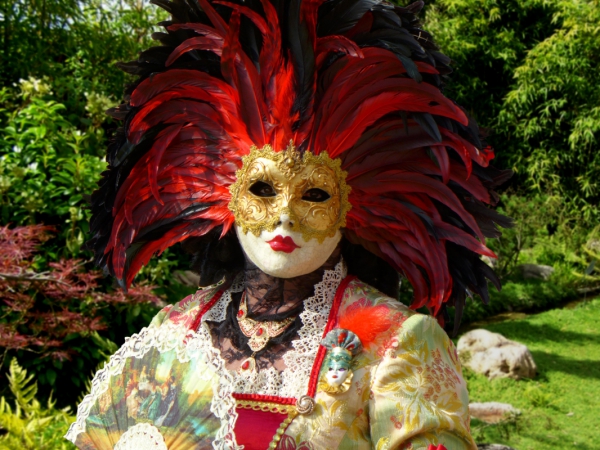 woman with elegant traditional mask