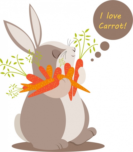 carrot advertising cute rabbit icon colored cartoon