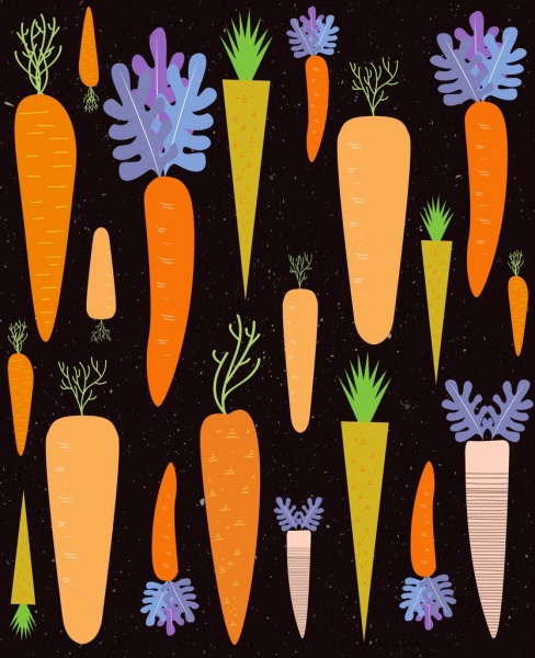 carrot background various multicolored icons repeating design