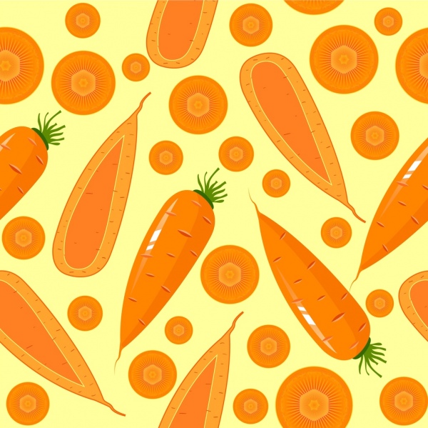 carrot background various slices icons repeating design 