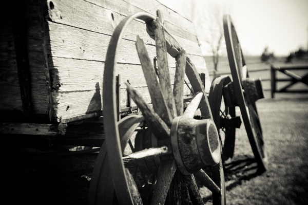 cart close up farm fence field gate old wheel wood 