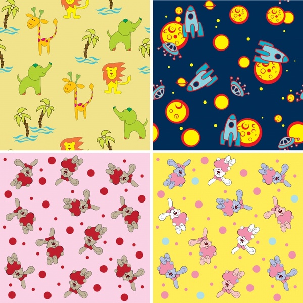 decorative pattern templates cute colorful animals space themes