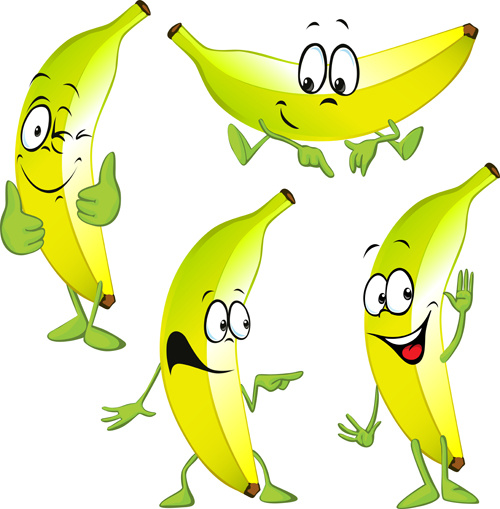 cartoon banana characters vector