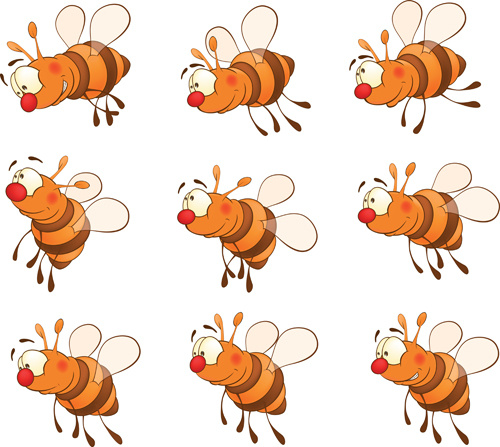 cartoon bees design vector graphics