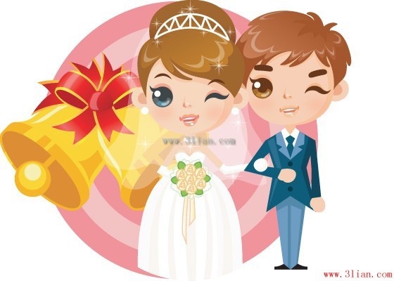 cartoon bride and groom vector