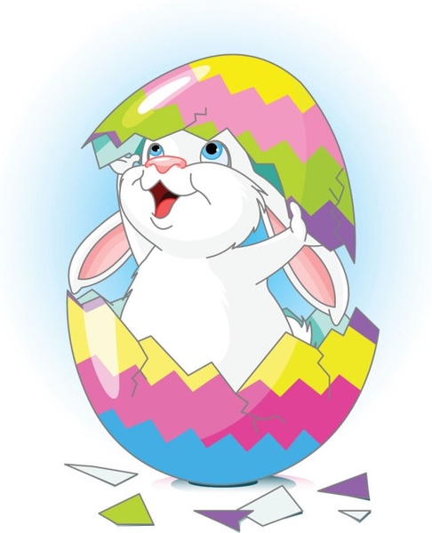 cartoon bunny and egg 02 vector