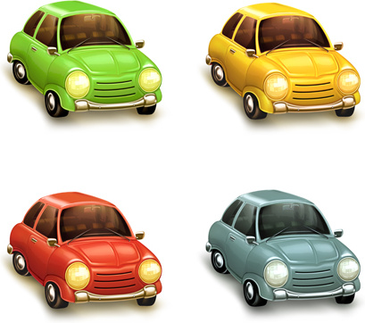 cartoon car cute vector graphics set