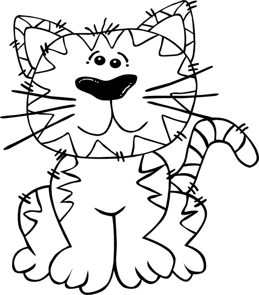 Cartoon Cat Sitting Outline clip art