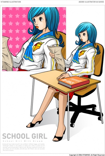 cartoon character female student vector