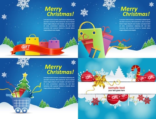 xmas banner templates bright colorful flat sketch