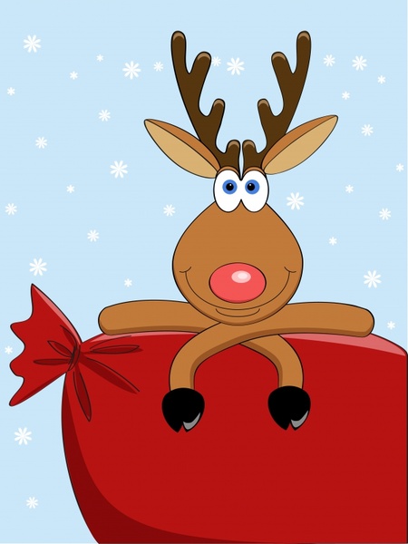 xmas card cover template cute reindeer cartoon sketch