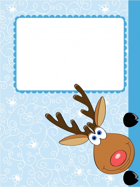christmas card cover template cute reindeer bright design