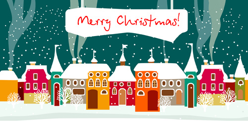 Download Cartoon christmas house and snow vector Free vector in ...