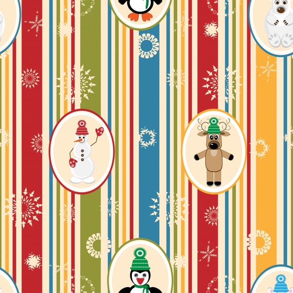 christmas pattern template colorful flat symbols classic design
