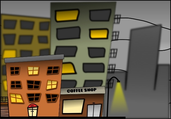 Cartoon City Street Night clip art 