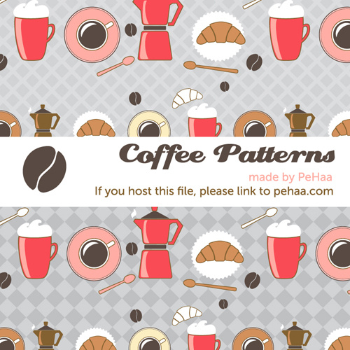 cartoon coffee patterns backgrounds