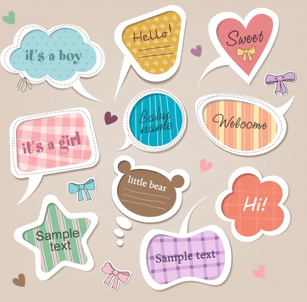 Cartoon Cute Shaped Labels Vector Free Vector In Encapsulated