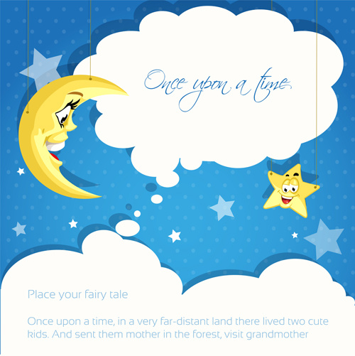 cartoon cute stars and moon background vector