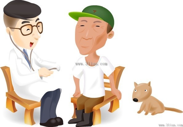 cartoon doctors elderly vector