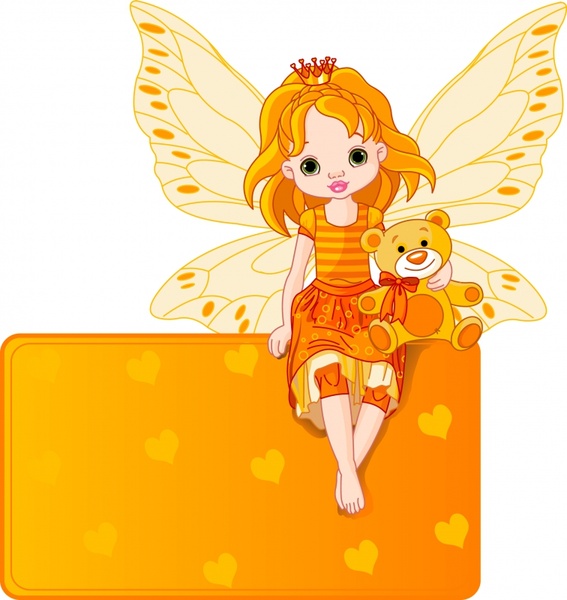 card decor element tiny angel sketch cartoon character