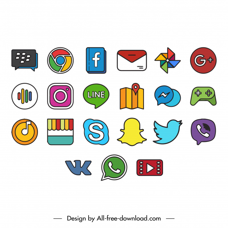 cartoon hot apps icon sets colorful flat classic handdrawn sketch 
