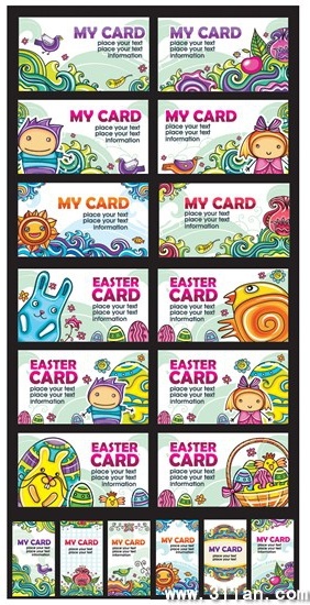 card templates collection cute colorful cartoon decor