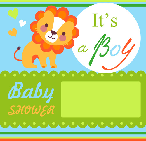 cartoon lion with baby card vector